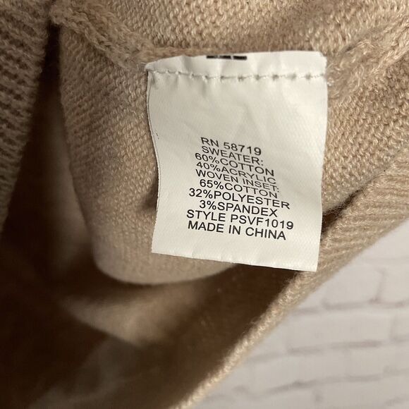 Notations Sweater Women’s MP Knit Beige Faux Collar Cuff Owl Knit Pullover - Picture 5 of 11